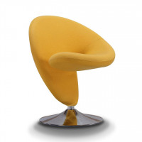 Manhattan Comfort AC040-YL Curl Yellow and Polished Chrome Wool Blend Swivel Accent Chair